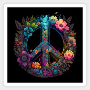 Peace and Plants Floral Peace Sign Sticker